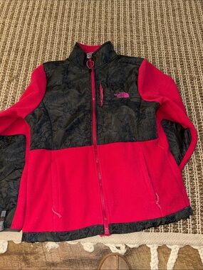 The North Face Pink and Black Floral Yoke Fleece Jacket